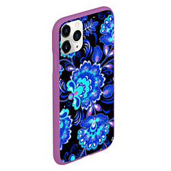 Чехол iPhone 11 Pro матовый Хохлома негатив, цвет: 3D-фиолетовый — фото 2