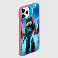 Чехол iPhone 11 Pro матовый Minecraft - ai art neon glow, цвет: 3D-малиновый — фото 2