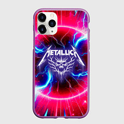 Чехол iPhone 11 Pro матовый Metallica - neon glow, цвет: 3D-фиолетовый