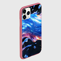 Чехол iPhone 11 Pro матовый Синяя объемная волна, цвет: 3D-малиновый — фото 2