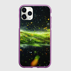 Чехол iPhone 11 Pro матовый Текстурная зеленая абстракция, цвет: 3D-фиолетовый