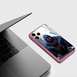 Чехол iPhone 11 Pro матовый Человек-паук в кедах, цвет: 3D-малиновый — фото 2