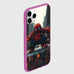 Чехол iPhone 11 Pro матовый Толстый злой человек-паук, цвет: 3D-фиолетовый — фото 2
