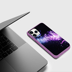 Чехол iPhone 11 Pro матовый Фиолетово-синяя абстрактная волна, цвет: 3D-фиолетовый — фото 2