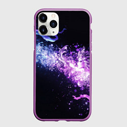 Чехол iPhone 11 Pro матовый Фиолетово-синяя абстрактная волна, цвет: 3D-фиолетовый