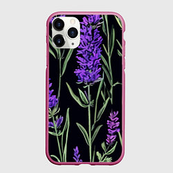 Чехол iPhone 11 Pro матовый Лаванда винтажный узор, цвет: 3D-малиновый