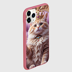 Чехол iPhone 11 Pro матовый Кот с короной и шампанским, цвет: 3D-малиновый — фото 2