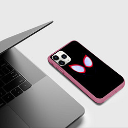 Чехол iPhone 11 Pro матовый Человек паук глаза, цвет: 3D-малиновый — фото 2
