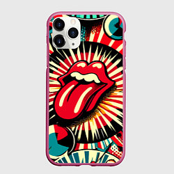 Чехол iPhone 11 Pro матовый Logo of the Rolling Stones - pop art, цвет: 3D-малиновый