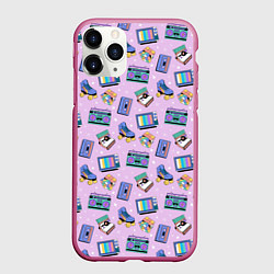 Чехол iPhone 11 Pro матовый Ретро паттерн, цвет: 3D-малиновый