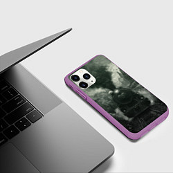 Чехол iPhone 11 Pro матовый Ретро иллюстрация паровоза, цвет: 3D-фиолетовый — фото 2