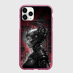 Чехол iPhone 11 Pro матовый Футуристичная кибернетическая жница, цвет: 3D-малиновый