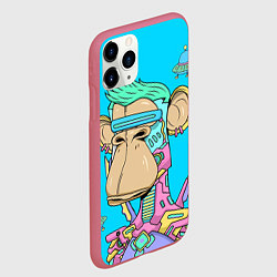 Чехол iPhone 11 Pro матовый NFT cyber ape UFO, цвет: 3D-малиновый — фото 2