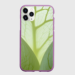 Чехол iPhone 11 Pro матовый Макро съемка листа, цвет: 3D-фиолетовый
