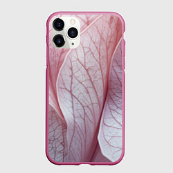 Чехол iPhone 11 Pro матовый Розовые листья, цвет: 3D-малиновый