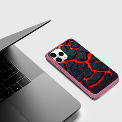 Чехол iPhone 11 Pro матовый Текущая в породе лава, цвет: 3D-малиновый — фото 2