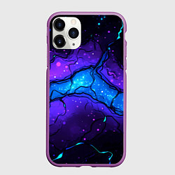 Чехол iPhone 11 Pro матовый Синяя звездная полоса в плите текстура, цвет: 3D-фиолетовый