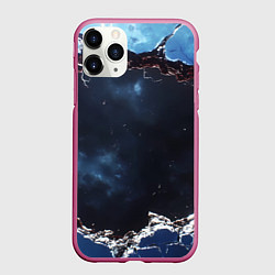 Чехол iPhone 11 Pro матовый Объемная дыра в стене текстура, цвет: 3D-малиновый