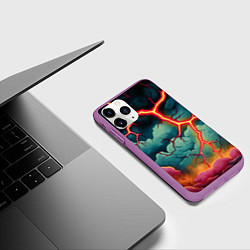 Чехол iPhone 11 Pro матовый Молнии в виде разлома, цвет: 3D-фиолетовый — фото 2