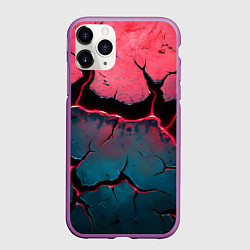 Чехол iPhone 11 Pro матовый Объемные разломы текстура, цвет: 3D-фиолетовый