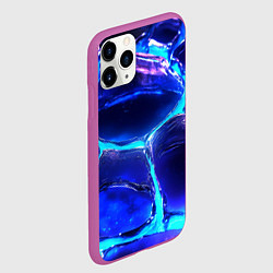Чехол iPhone 11 Pro матовый Объемные плиты в неоновом свечение, цвет: 3D-фиолетовый — фото 2