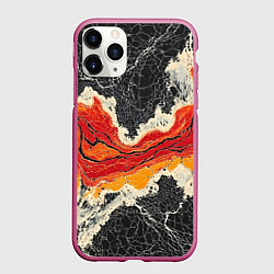 Чехол iPhone 11 Pro матовый Красно-черная потертая текстура, цвет: 3D-малиновый