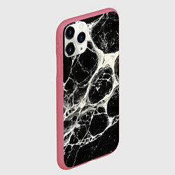 Чехол iPhone 11 Pro матовый Бело-черная потертая текстура, цвет: 3D-малиновый — фото 2
