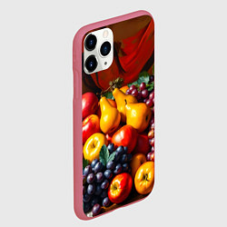Чехол iPhone 11 Pro матовый Фруктовый натюрморт, цвет: 3D-малиновый — фото 2
