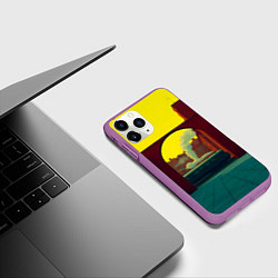 Чехол iPhone 11 Pro матовый Арт с поездом, цвет: 3D-фиолетовый — фото 2