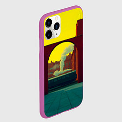 Чехол iPhone 11 Pro матовый Арт с поездом, цвет: 3D-фиолетовый — фото 2