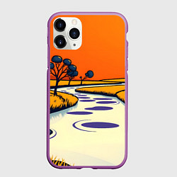 Чехол iPhone 11 Pro матовый Арт с фантастическим пейзажем, цвет: 3D-фиолетовый