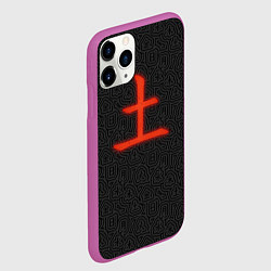 Чехол iPhone 11 Pro матовый Красная суббота японским иероглифом на фоне лабири, цвет: 3D-фиолетовый — фото 2