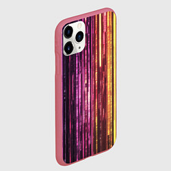 Чехол iPhone 11 Pro матовый Неоновый и переливающийся киберпанк узор, цвет: 3D-малиновый — фото 2