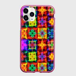 Чехол iPhone 11 Pro матовый Неоновое стекло абстракция, цвет: 3D-малиновый