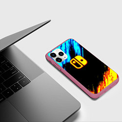 Чехол iPhone 11 Pro матовый Нинтендо огненные краски, цвет: 3D-малиновый — фото 2
