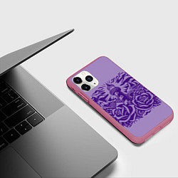 Чехол iPhone 11 Pro матовый Маяк с розами и корабли, цвет: 3D-малиновый — фото 2