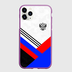 Чехол iPhone 11 Pro матовый Герб России - минимализм, цвет: 3D-фиолетовый
