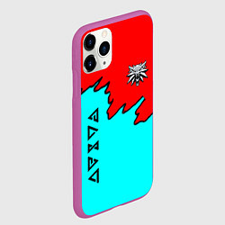 Чехол iPhone 11 Pro матовый Ведьмак краски логотип, цвет: 3D-фиолетовый — фото 2