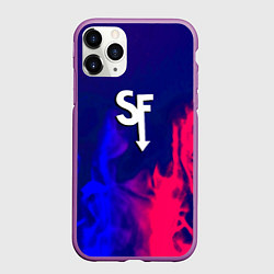 Чехол iPhone 11 Pro матовый Sally face neon flame, цвет: 3D-фиолетовый