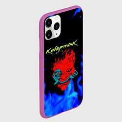 Чехол iPhone 11 Pro матовый Киберпанк голубой огонь, цвет: 3D-фиолетовый — фото 2