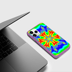 Чехол iPhone 11 Pro матовый Неоновая психоделика узор, цвет: 3D-фиолетовый — фото 2