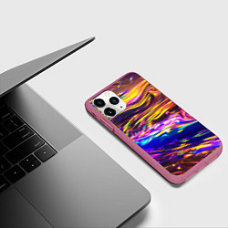 Чехол iPhone 11 Pro матовый Неоновые полосы текстура, цвет: 3D-малиновый — фото 2