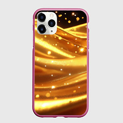 Чехол iPhone 11 Pro матовый Золотая ткань с блестками, цвет: 3D-малиновый