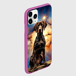 Чехол iPhone 11 Pro матовый Курцхаар и космос, цвет: 3D-фиолетовый — фото 2