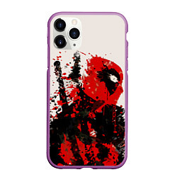 Чехол iPhone 11 Pro матовый Дэдпул брызги, цвет: 3D-фиолетовый