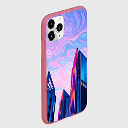 Чехол iPhone 11 Pro матовый Абстракция с небоскребами, цвет: 3D-малиновый — фото 2