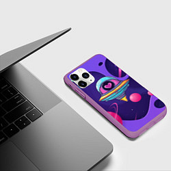 Чехол iPhone 11 Pro матовый Летающая тарелка с сердцем, цвет: 3D-фиолетовый — фото 2