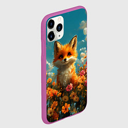 Чехол iPhone 11 Pro матовый Лисица в цветочном поле, цвет: 3D-фиолетовый — фото 2