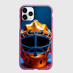Чехол iPhone 11 Pro матовый Маска голкипера, цвет: 3D-малиновый