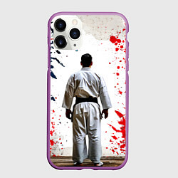 Чехол iPhone 11 Pro матовый Борец айкидо на белом, цвет: 3D-фиолетовый